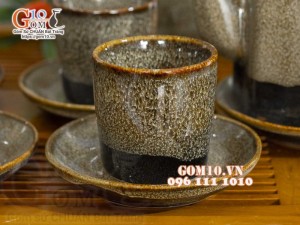 Bộ tích trà men hỏa biến gấm vàng đầy đủ phụ kiện, dung tích 400ml