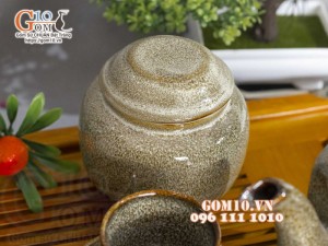 Bộ tích trà men hỏa biến gấm vàng đầy đủ phụ kiện, dung tích 400ml