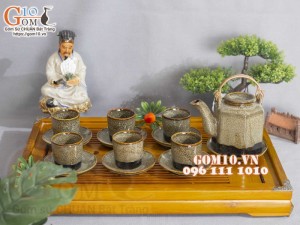 Bộ tích trà men hỏa biến gấm vàng, dung tích 400ml