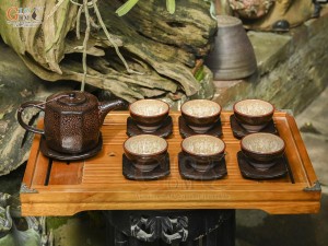 Bộ ấm chén lục giác men băng tuyết vẩy rồng, 400ml