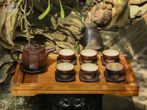 Bộ ấm chén lục giác men băng tuyết vẩy rồng, 400ml