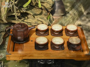 Bộ ấm chén lục giác men băng tuyết vẩy rồng, 400ml