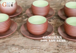 Bộ ấm chén men gốm dáng măng cụt