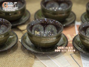 Bộ ấm chén men hỏa biến CỐT GỐM dáng vại, 480ml