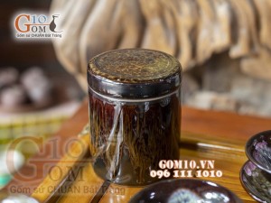 Bộ ấm chén men hỏa biến CỐT GỐM dáng chóp - chén lòng hoa, đầy đủ phụ kiện 300ml