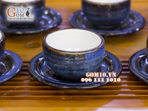 Bộ ấm chén men hỏa biến, dáng chóp 350ml