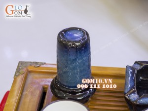 Bộ ấm chén men hỏa biến, dáng chóp 350ml, đầy đủ phụ kiện