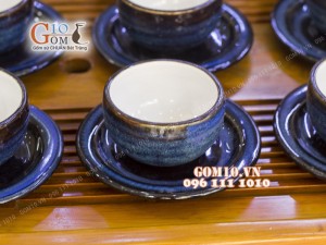 Bộ ấm chén men hỏa biến, dáng chóp 350ml, đầy đủ phụ kiện