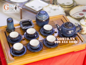 Bộ ấm chén men hỏa biến, dáng gốc cây 350ml, đầy đủ phụ kiện