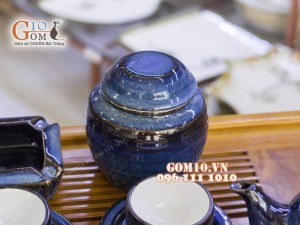 Bộ ấm chén men hỏa biến, dáng gốc cây 350ml, đầy đủ phụ kiện