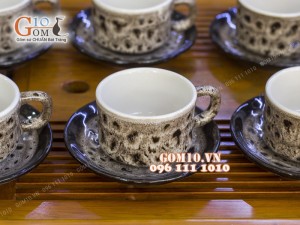 Bộ ấm chén men hỏa biến dáng vuốt 300ml