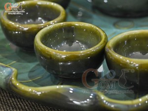 Bộ ấm chén men hỏa biến khay lá sen, dung tích 300ml