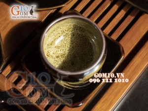 Bộ ấm chén men hỏa biến màu mật ong, đầy đủ phụ kiện