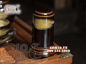 Bộ ấm chén men hỏa biến màu mật ong, đầy đủ phụ kiện