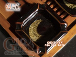 Bộ ấm chén men hỏa biến màu mật ong, đầy đủ phụ kiện