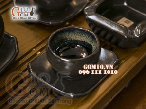 Bộ ấm chén men hỏa biến rêu đen - đầy đủ phụ kiện 400ml