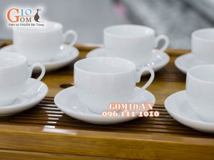 Bộ ấm chén men trắng dáng bưởi 650ml