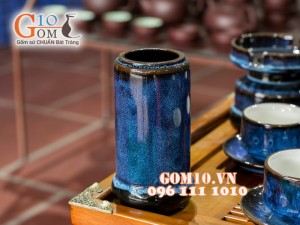 Bộ ấm chén miệng rộng hỏa biến thanh điểu CỐT GỐM, đầy đủ phụ kiện