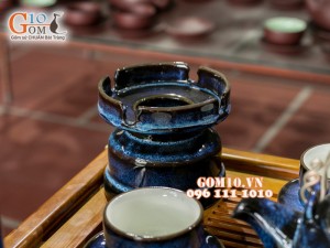 Bộ ấm chén miệng rộng hỏa biến thanh điểu CỐT GỐM, đầy đủ phụ kiện