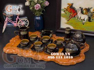 Bộ ấm chén nhỏ men hỏa biến, đầy đủ phụ kiện 350ml