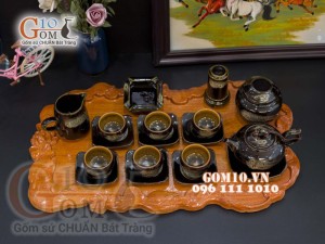 Bộ ấm chén nhỏ men hỏa biến, đầy đủ phụ kiện 350ml