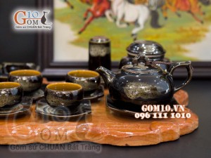 Bộ ấm chén nhỏ men hỏa biến, đầy đủ phụ kiện 350ml