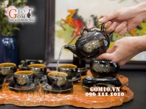 Bộ ấm chén nhỏ men hỏa biến, đầy đủ phụ kiện 350ml