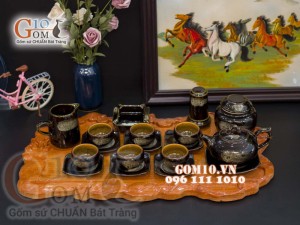 Bộ ấm chén nhỏ men hỏa biến, đầy đủ phụ kiện 350ml