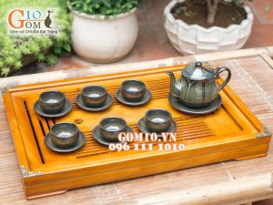 Bộ ấm chén sen xanh ngọc thỏ