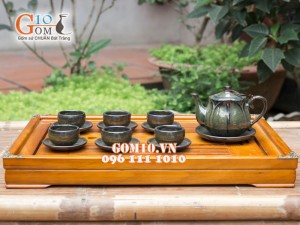 Bộ ấm chén sen xanh ngọc thỏ