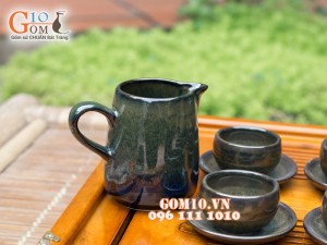 Bộ ấm chén sen xanh ngọc thỏ, đầy đủ phụ kiện