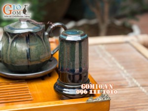 Bộ ấm chén sen xanh ngọc thỏ, đầy đủ phụ kiện