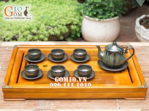 Bộ ấm chén sen xanh ngọc thỏ