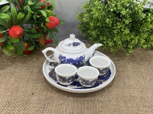 Bộ ấm chén thờ 3 họa tiết Rồng Xanh kim