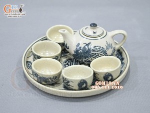 Bộ ấm chén thờ men rạn cổ họa tiết rồng