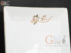 Bộ ấm chén thờ men trắng họa tiết hoa Sen vàng kim