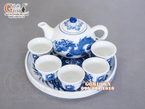 Bộ ấm chén thờ men trắng Phúc Lộc, 150ml