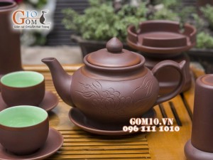 Bộ ấm chén Tiếu Anh men gốm