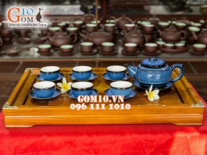 Bộ ấm chén trống đai hỏa biến thiên thanh CỐT GỐM ( HẾT HÀNG)