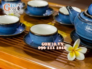 Bộ ấm chén trống đai hỏa biến thiên thanh CỐT GỐM ( HẾT HÀNG)