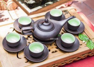 Bộ ấm chén tử sa aladin, chén lòng xanh