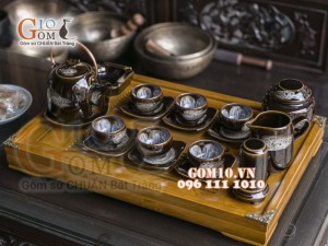 Bộ ấm dáng siêu nâu men hỏa biến, đầy đủ phụ kiện 550ml