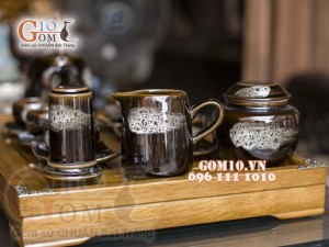 Bộ ấm dáng siêu nâu men hỏa biến, đầy đủ phụ kiện 550ml