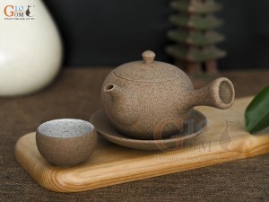 Bộ ấm quai ngang độc ẩm gốm hồng sa, 200ml