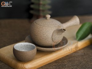 Bộ ấm quai ngang độc ẩm gốm hồng sa, 200ml