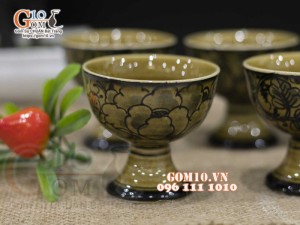 Bộ ấm rượu vẽ hoa giây, cao 27cm