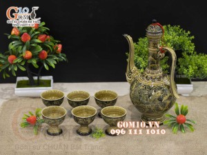 Bộ ấm rượu vẽ hoa giây, cao 27cm Bộ ấm rượu vẽ hoa giây, cao 27cm