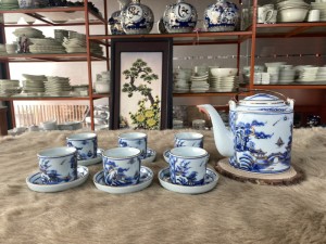 Bộ ấm tích  cảnh sơn thủy vẽ vàng 24k - dung tích 800ml