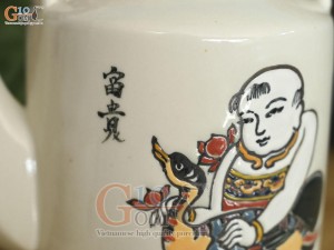 Bộ ấm tích men kem vẽ tranh Đông Hồ Vinh Hoa, 1.5 lít
