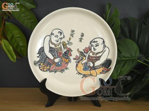 Bộ ấm tích men kem vẽ tranh Đông Hồ Vinh Hoa, 1.5 lít